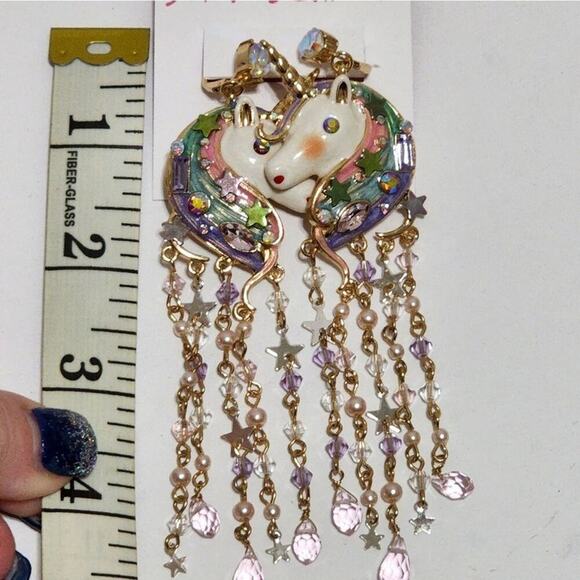 BETSY Johnson super long unicorn long tassel earrings new!!! - Picture 3 of 4